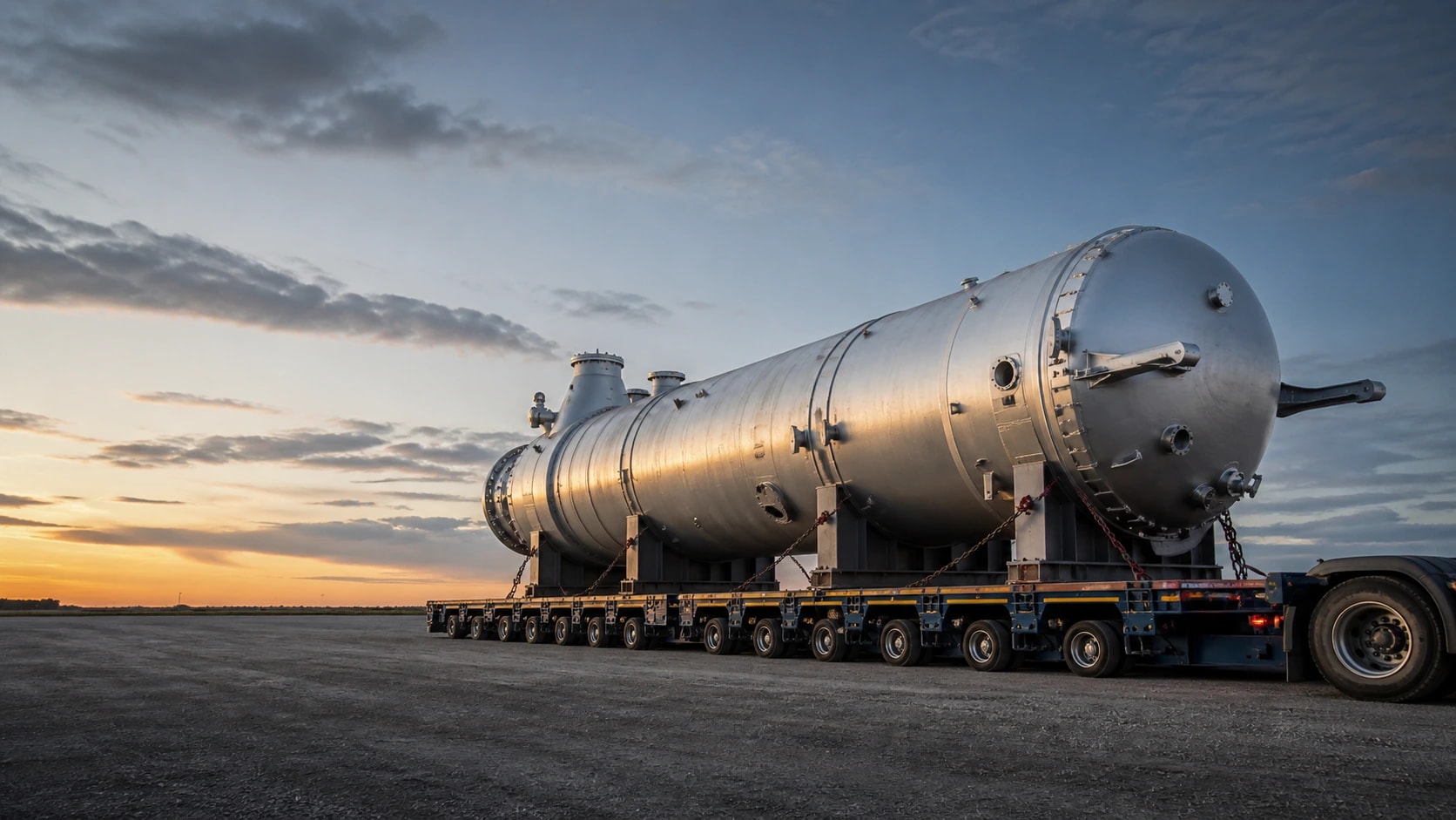 Representative generated image of an industrial vessel on modular running gear